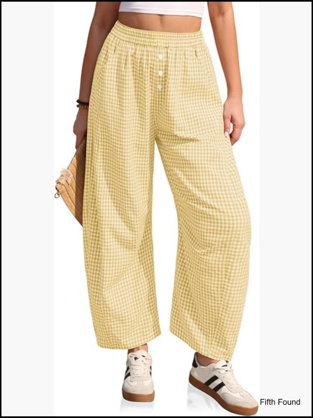 Yellow Gingham Wide Leg Pants